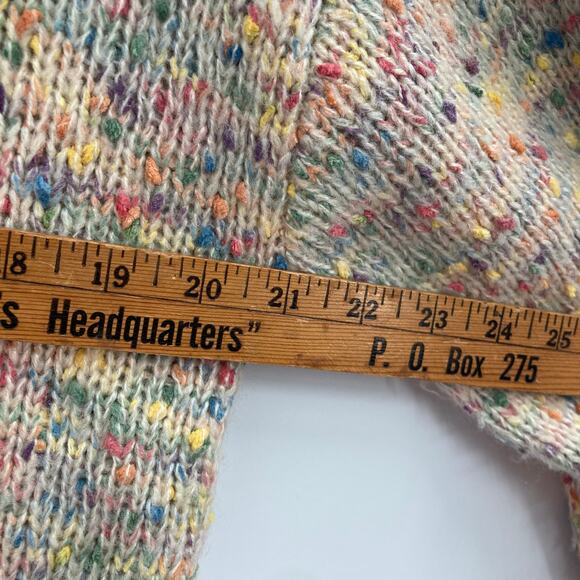 Main Strip Popcorn Rainbow Knit Balloon Sleeve Sweater Women’s Small - Picture 7 of 8